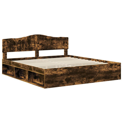 Struttura del letto Rovere fumé 200 x 200 cm Pino massello | homemem39