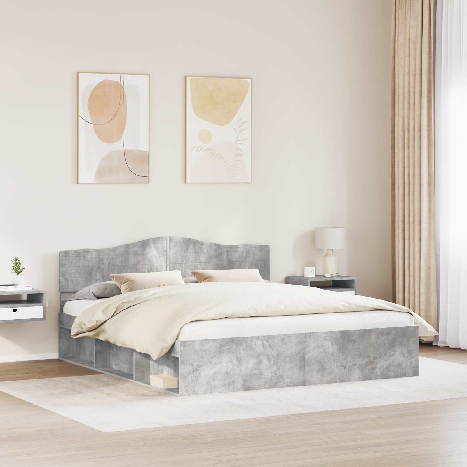 Struttura del letto Calcestruzzo 180 x 200 cm Pino massello | homemem39