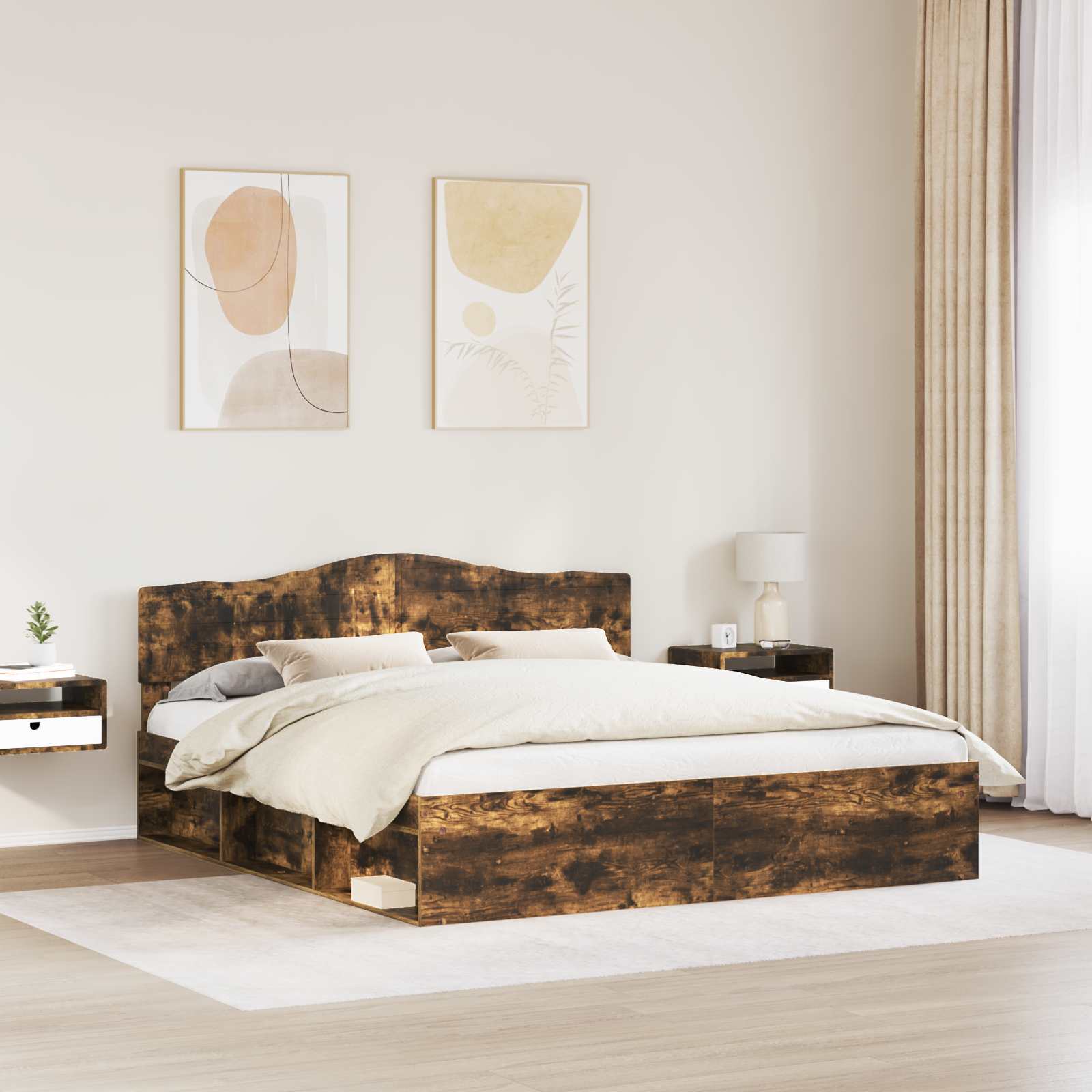 Struttura del letto Rovere fumé 180 x 200 cm Pino massello | homemem39