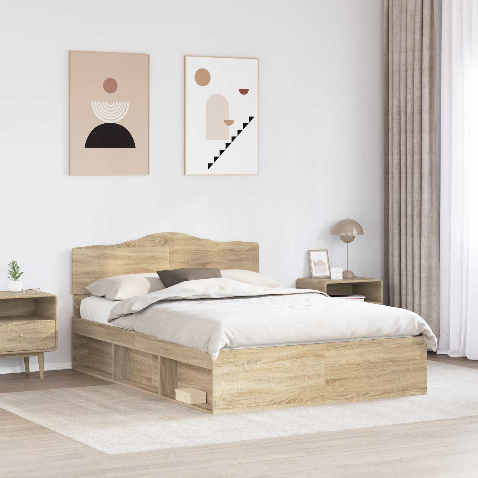 Struttura del letto Rovere Sonoma 150 x 200 cm Pino massello | homemem39