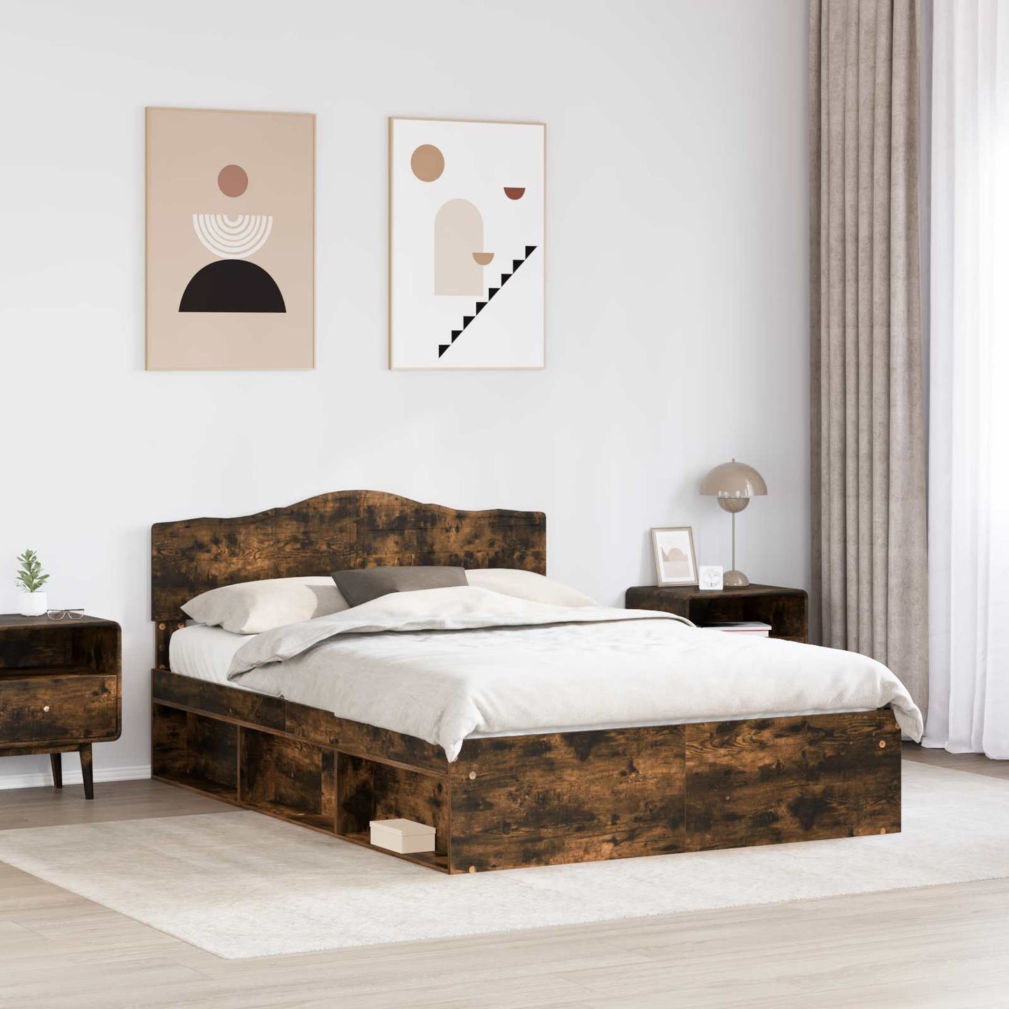 Struttura del letto Rovere fumé 150 x 200 cm Pino massello | homemem39