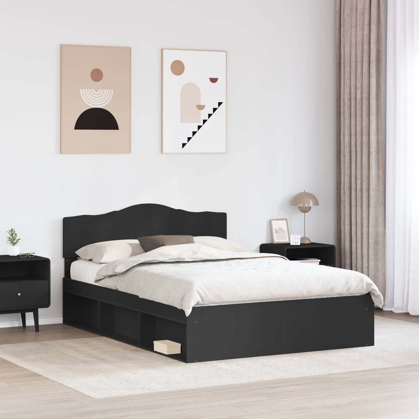 Struttura del letto Nero 140 x 200 cm Pino massello | homemem39
