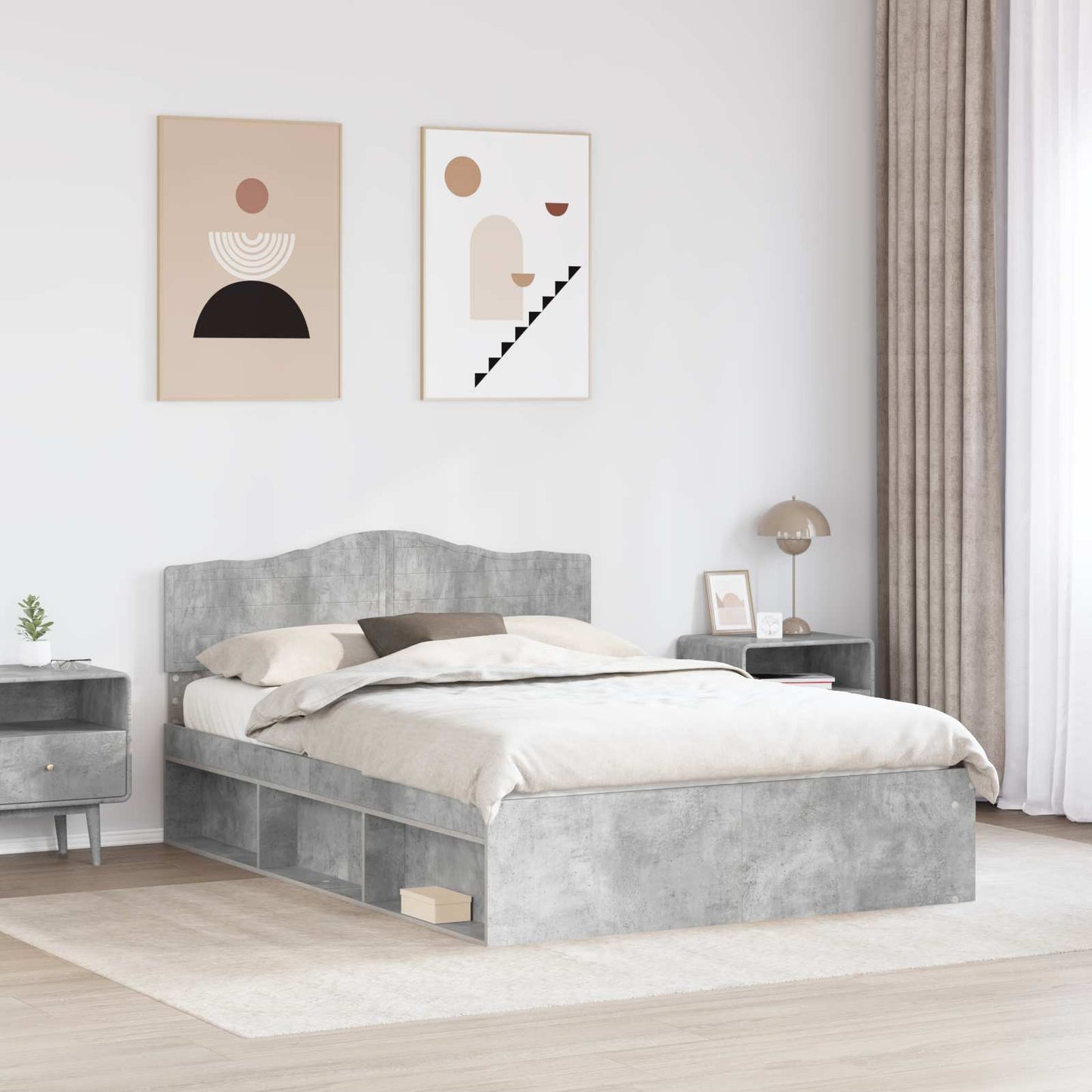 Struttura del letto Calcestruzzo 140 x 200 cm Pino massello | homemem39