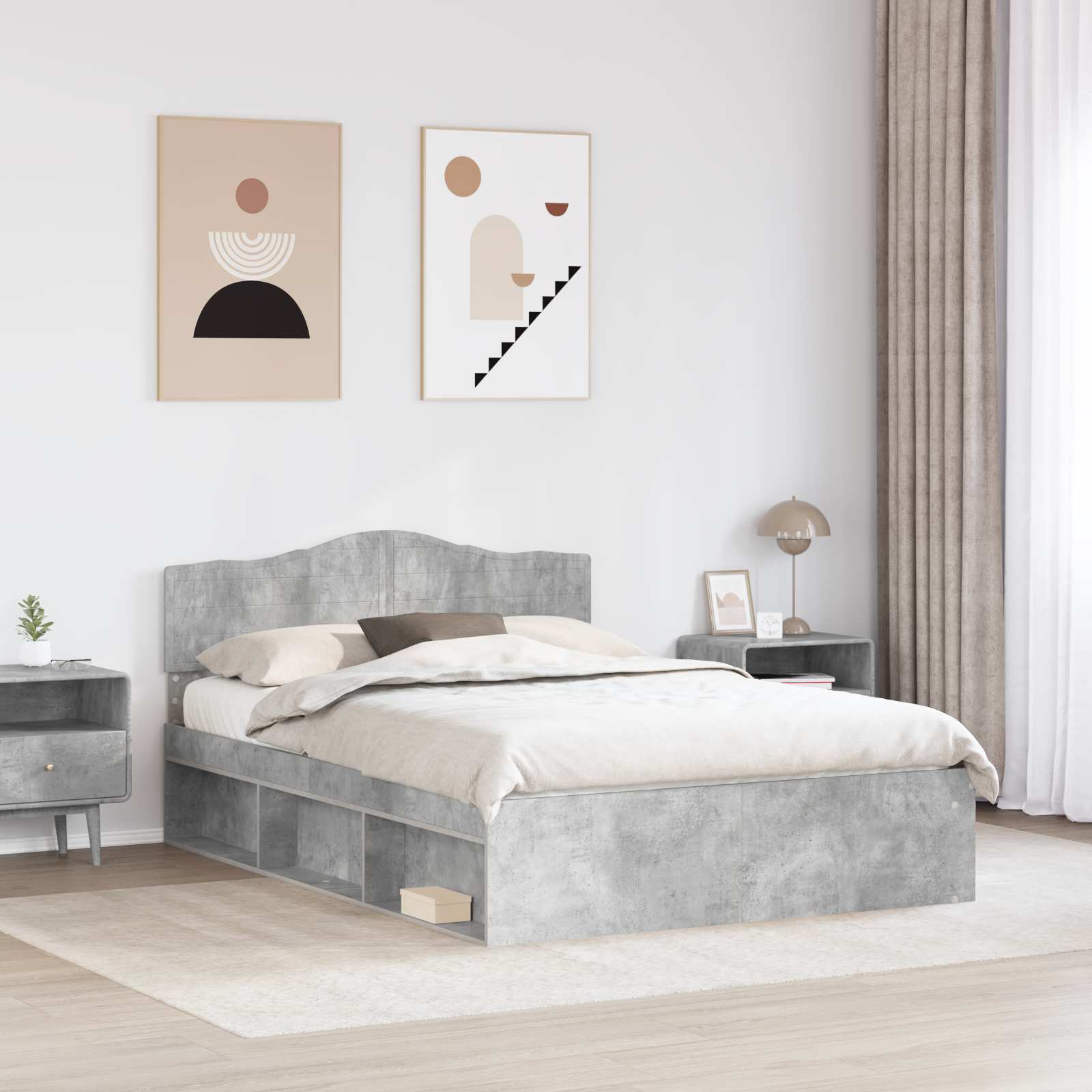 Struttura del letto Calcestruzzo 140 x 200 cm Pino massello | homemem39