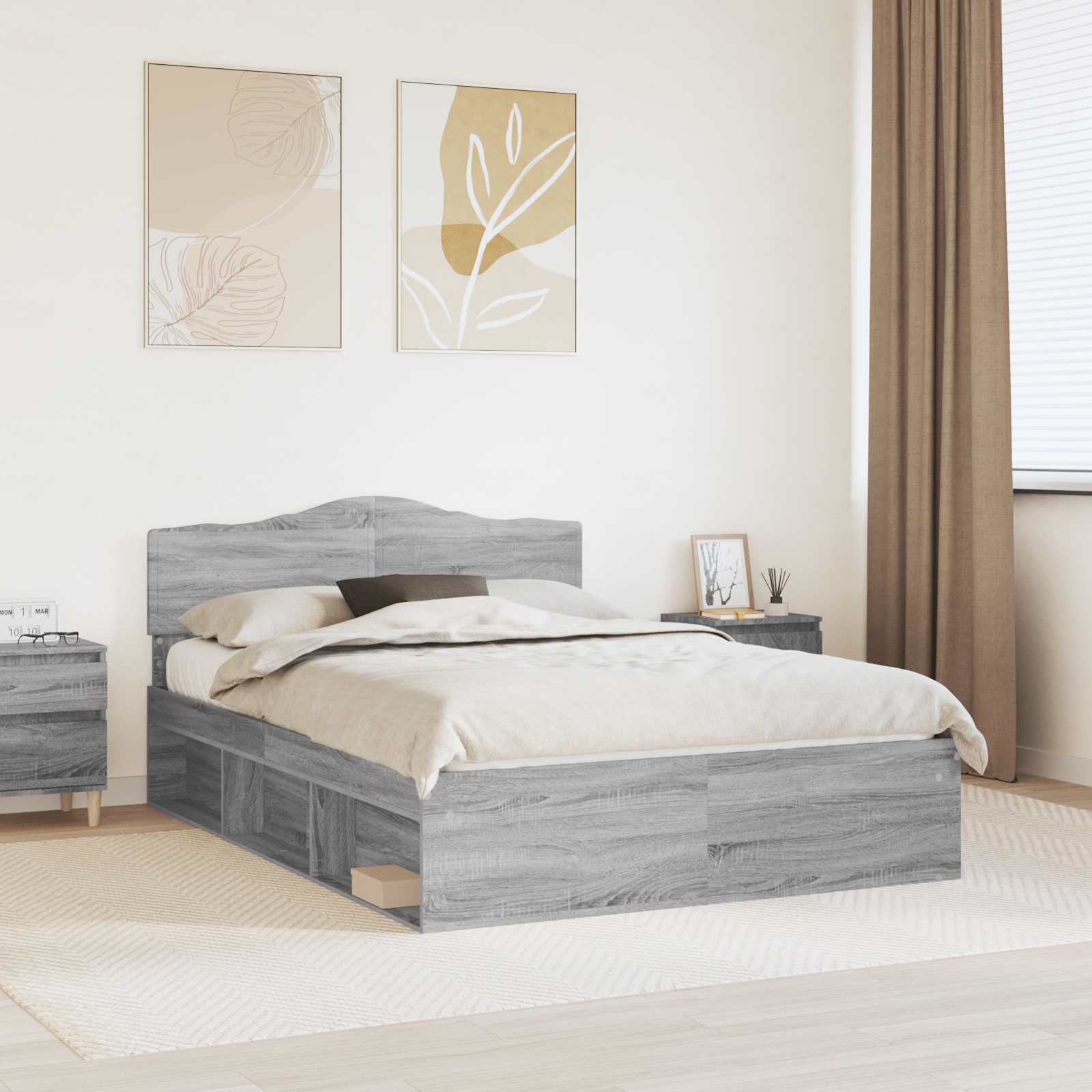 Struttura del letto Grigio Sonoma 140 x 200 cm Pino massello | homemem39