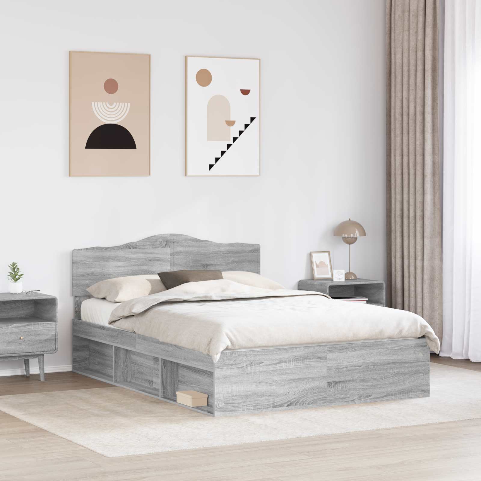 Struttura del letto Grigio Sonoma 140 x 190 cm Pino massello | homemem39