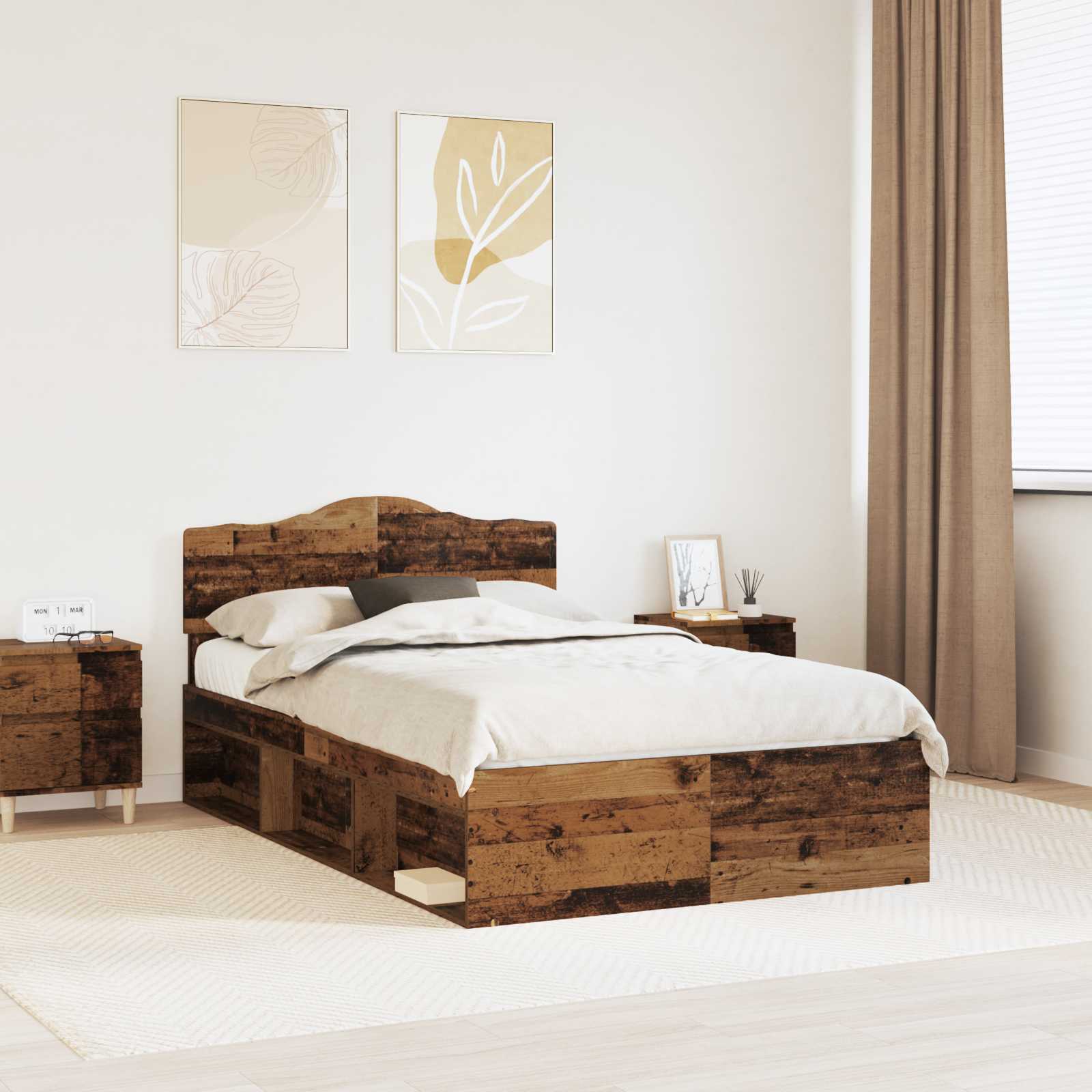 Struttura del letto Legno vecchio 135 x 190 cm Pino massello | homemem39