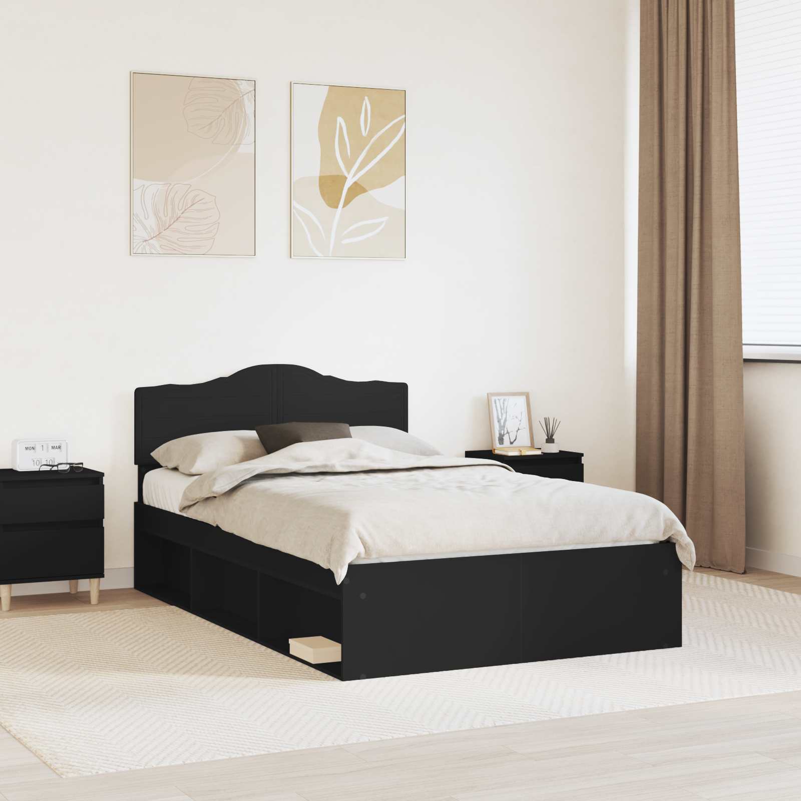 Struttura del letto Nero 120 x 200 cm Pino massello | homemem39