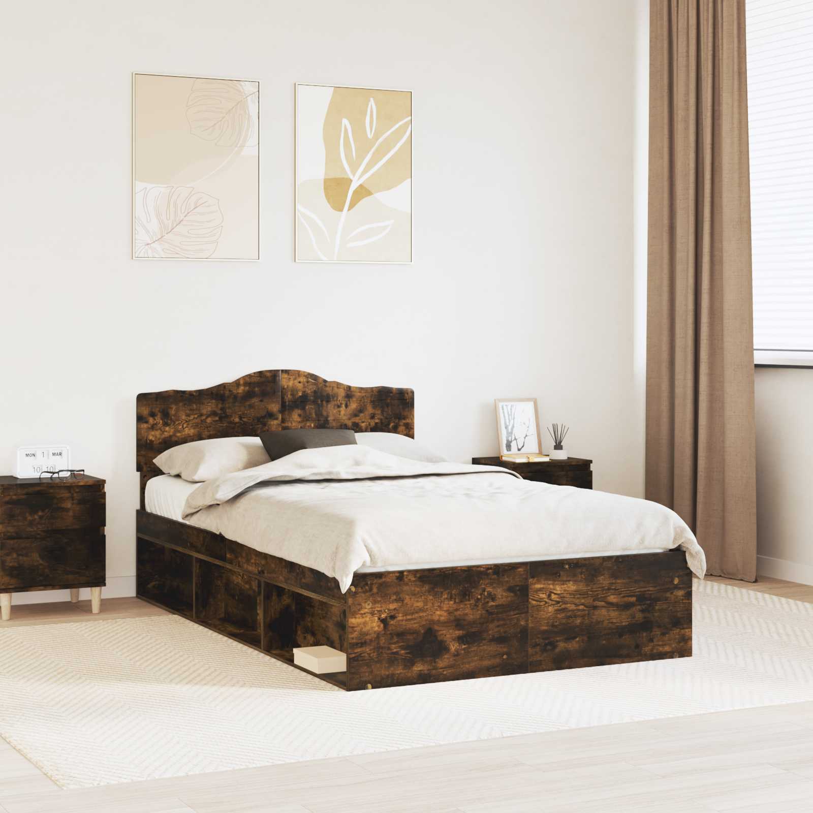 Struttura del letto Rovere fumé 120 x 200 cm Pino massello | homemem39