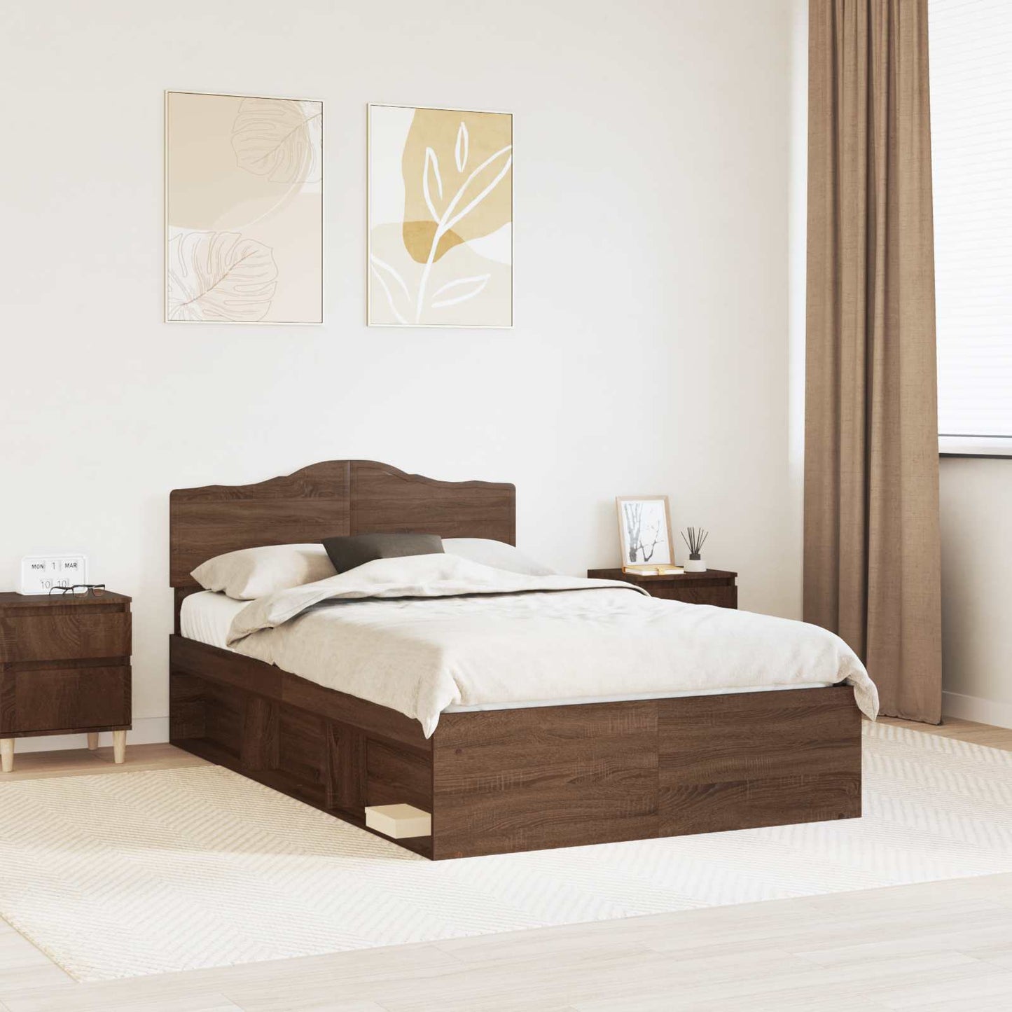 Struttura del letto Rovere Marrone 120 x 200 cm Pino massello | homemem39