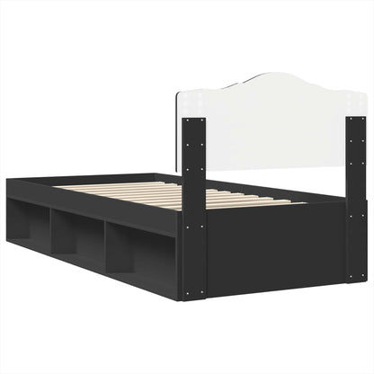 Struttura del letto con testiera Nero 90 x 200 cm Pino massello | homemem39