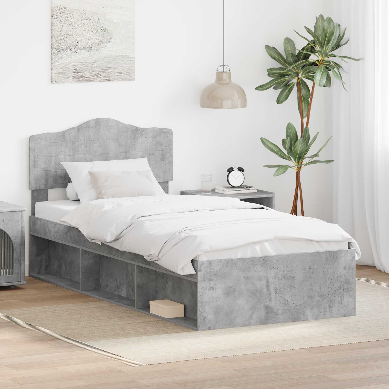 Struttura del letto Calcestruzzo 90 x 200 cm Pino massello | homemem39