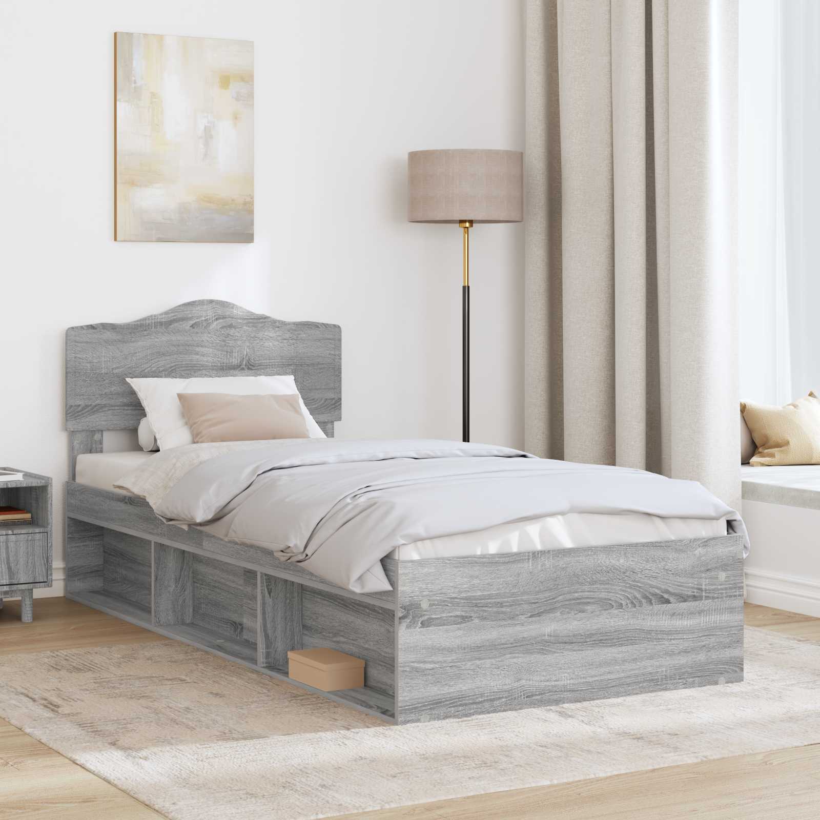 Struttura del letto Grigio Sonoma 90 x 200 cm Pino massello | homemem39