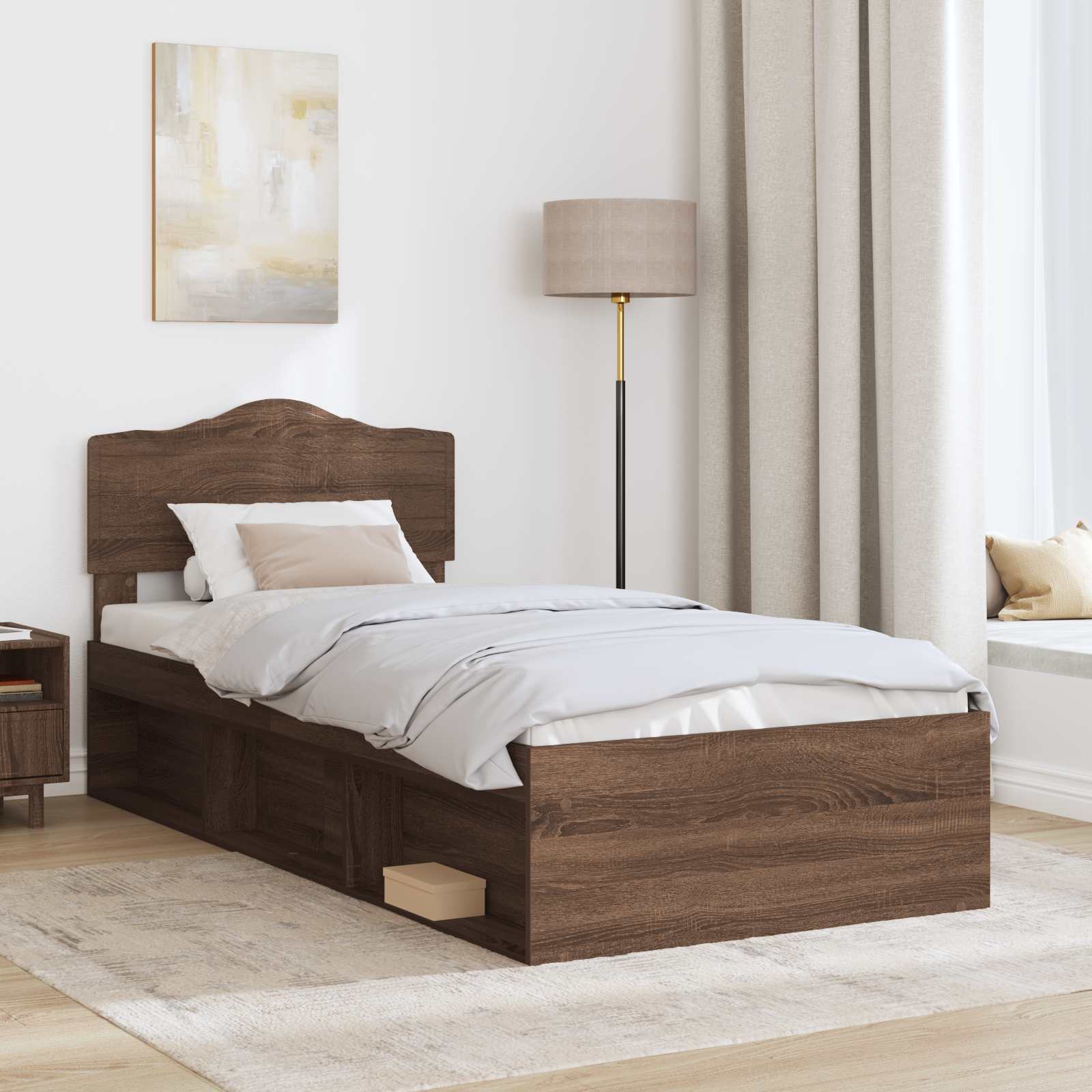 Struttura del letto Rovere Marrone 90 x 200 cm Pino massello | homemem39