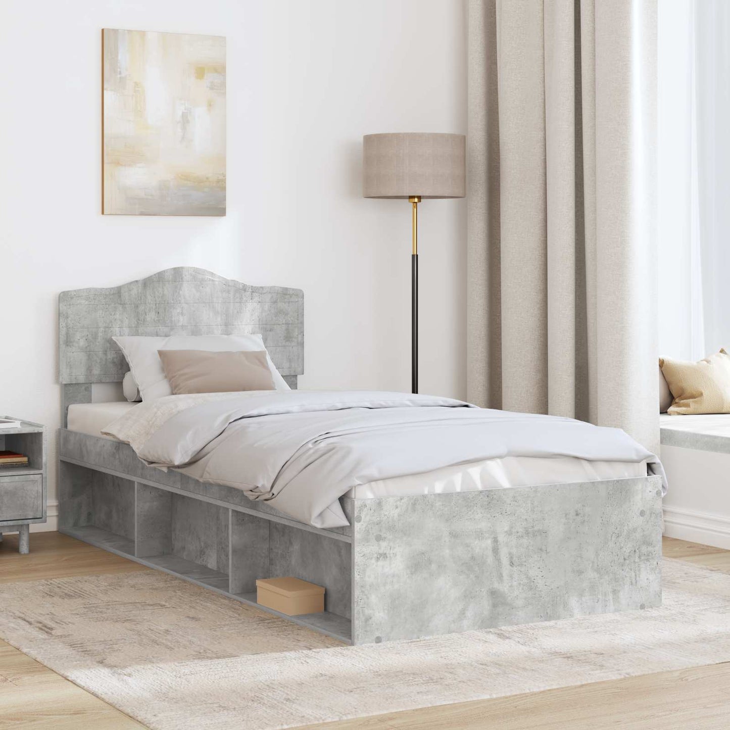 Struttura del letto Grigio Concretè 90 x 190 cm Pino massello | homemem39