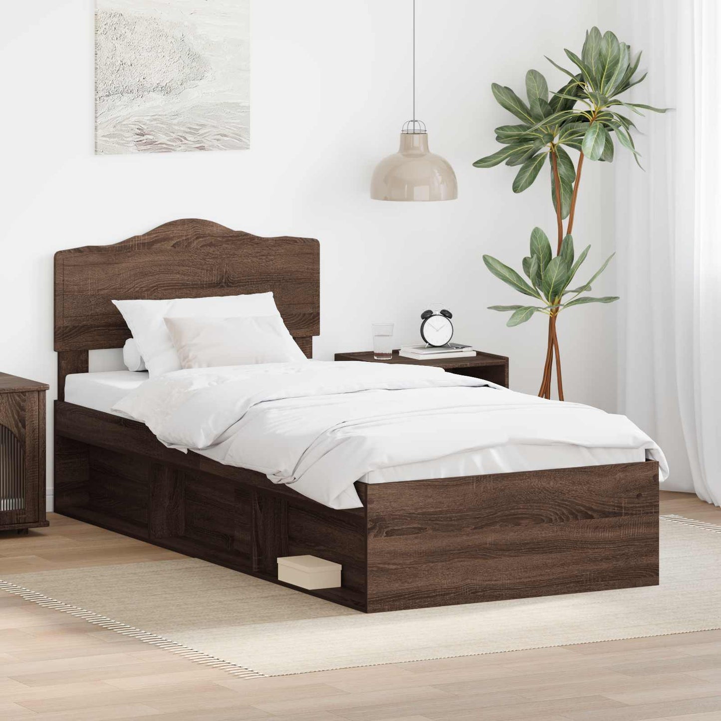 Struttura del letto Rovere Marrone 90 x 190 cm Pino massello | homemem39