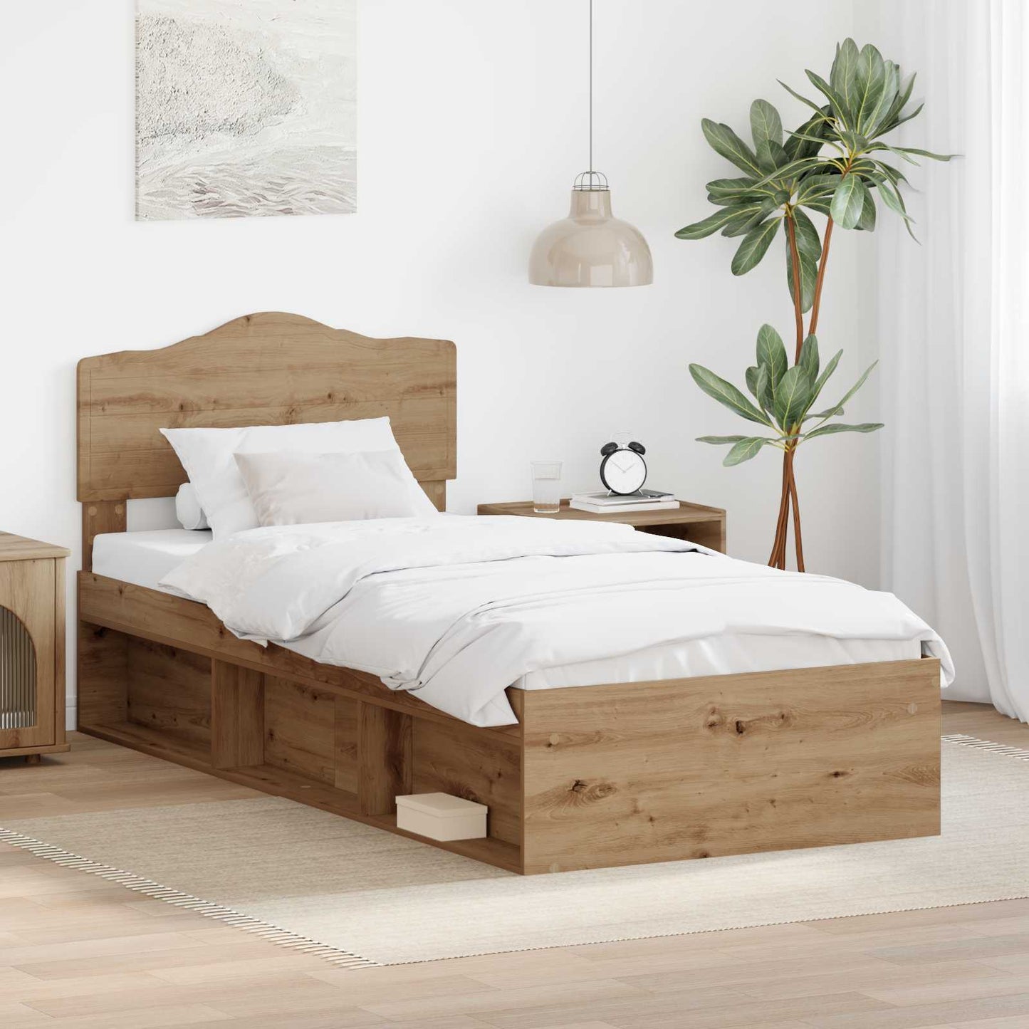 Struttura del letto con testiera Rovere Artigianale 90 x 190 cm | homemem39