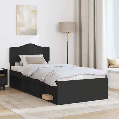 Struttura del letto con testiera Nero 75 x 190 cm Pino massello | homemem39