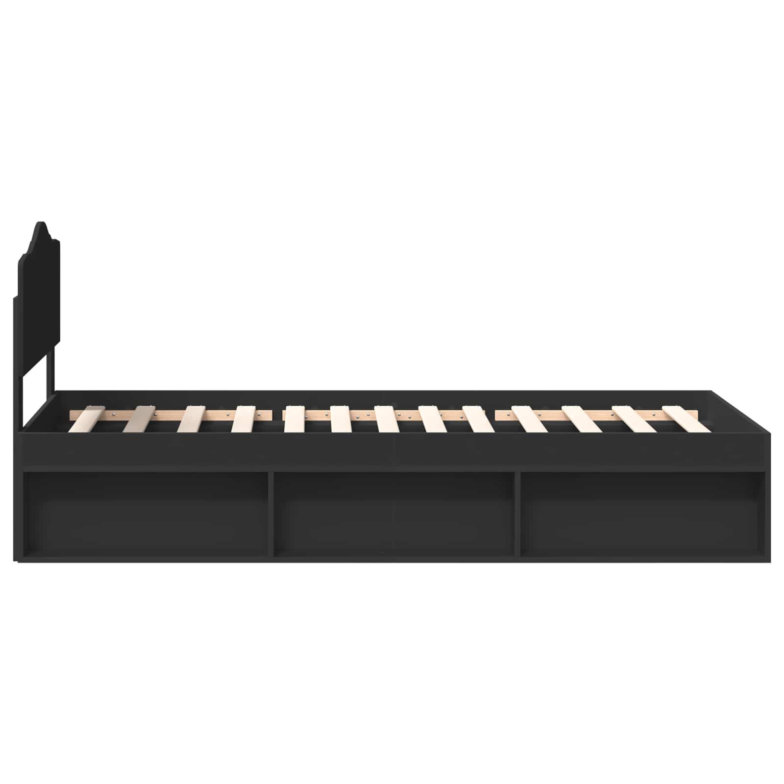 Struttura del letto con testiera Nero 75 x 190 cm Pino massello | homemem39