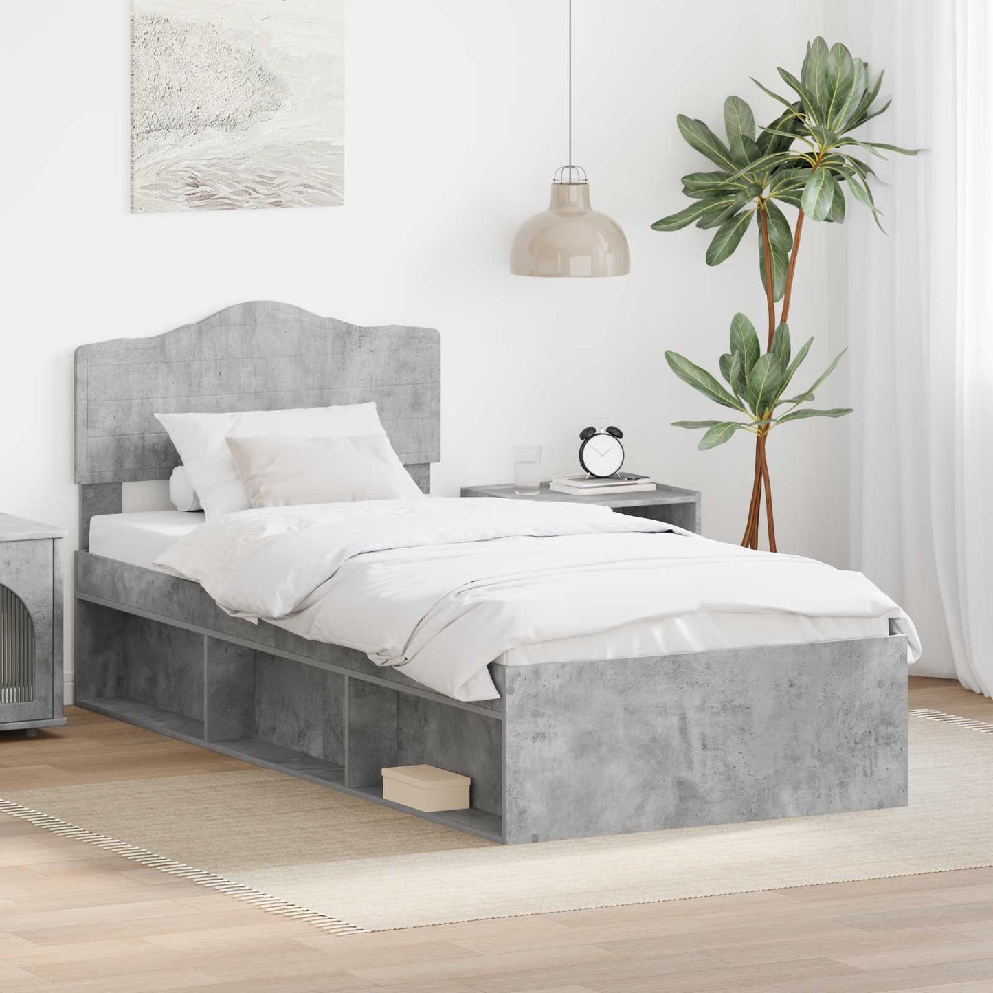 Struttura del letto Grigio Concretè 75 x 190 cm Pino massello | homemem39