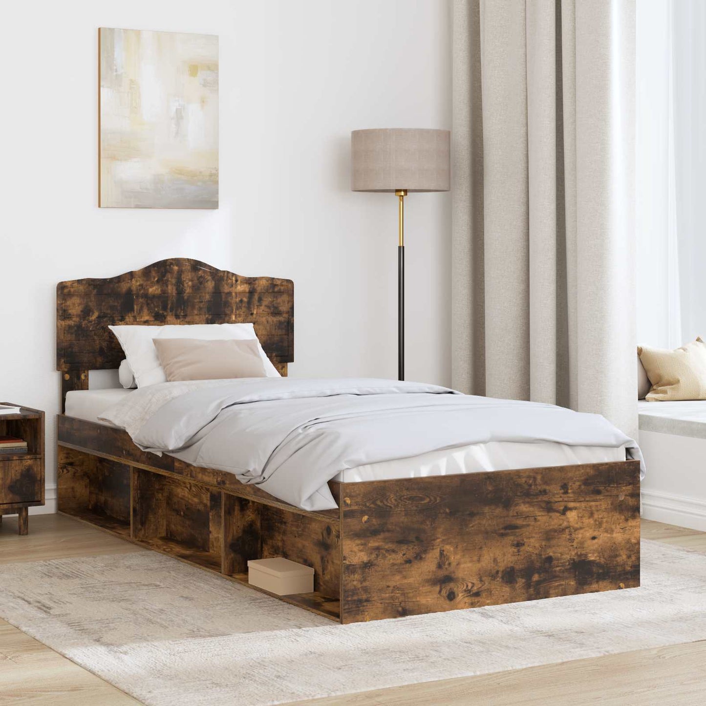 Struttura del letto Rovere fumé 75 x 190 cm Pino massello | homemem39