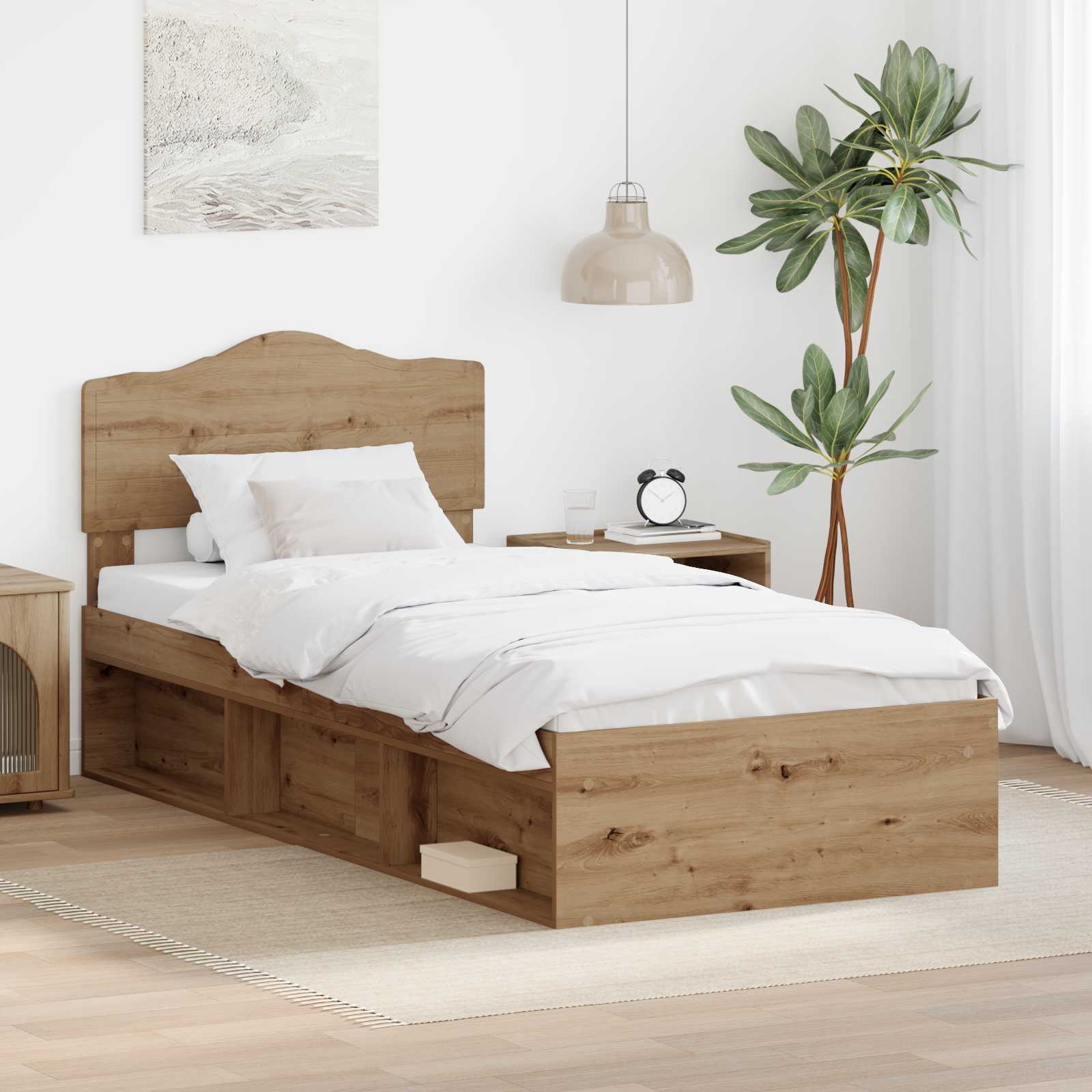 Struttura del letto con testiera Rovere Artigianale 75 x 190 cm | homemem39