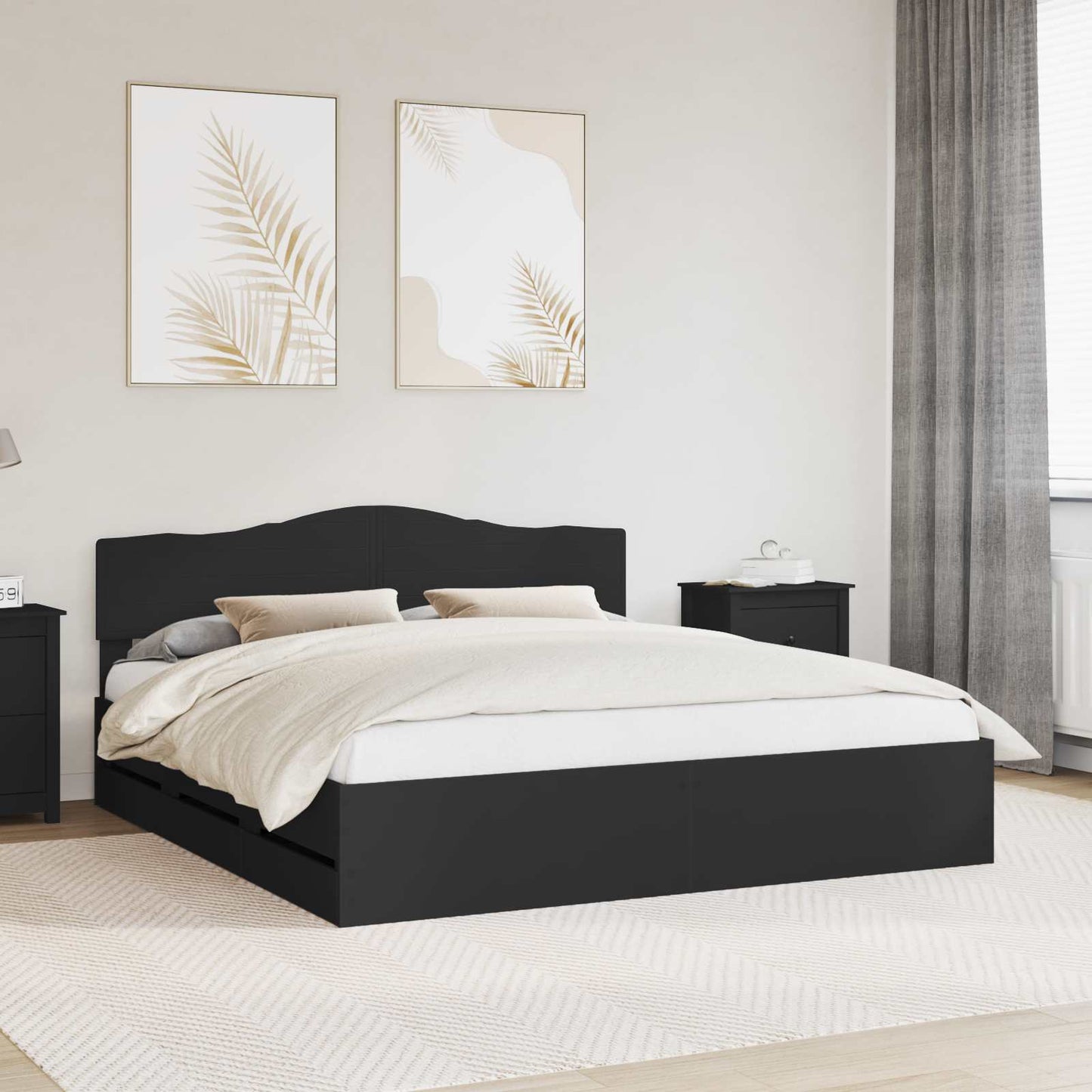 Struttura del letto Nero 200 x 200 cm Legno Ingegnerizzato | homemem39