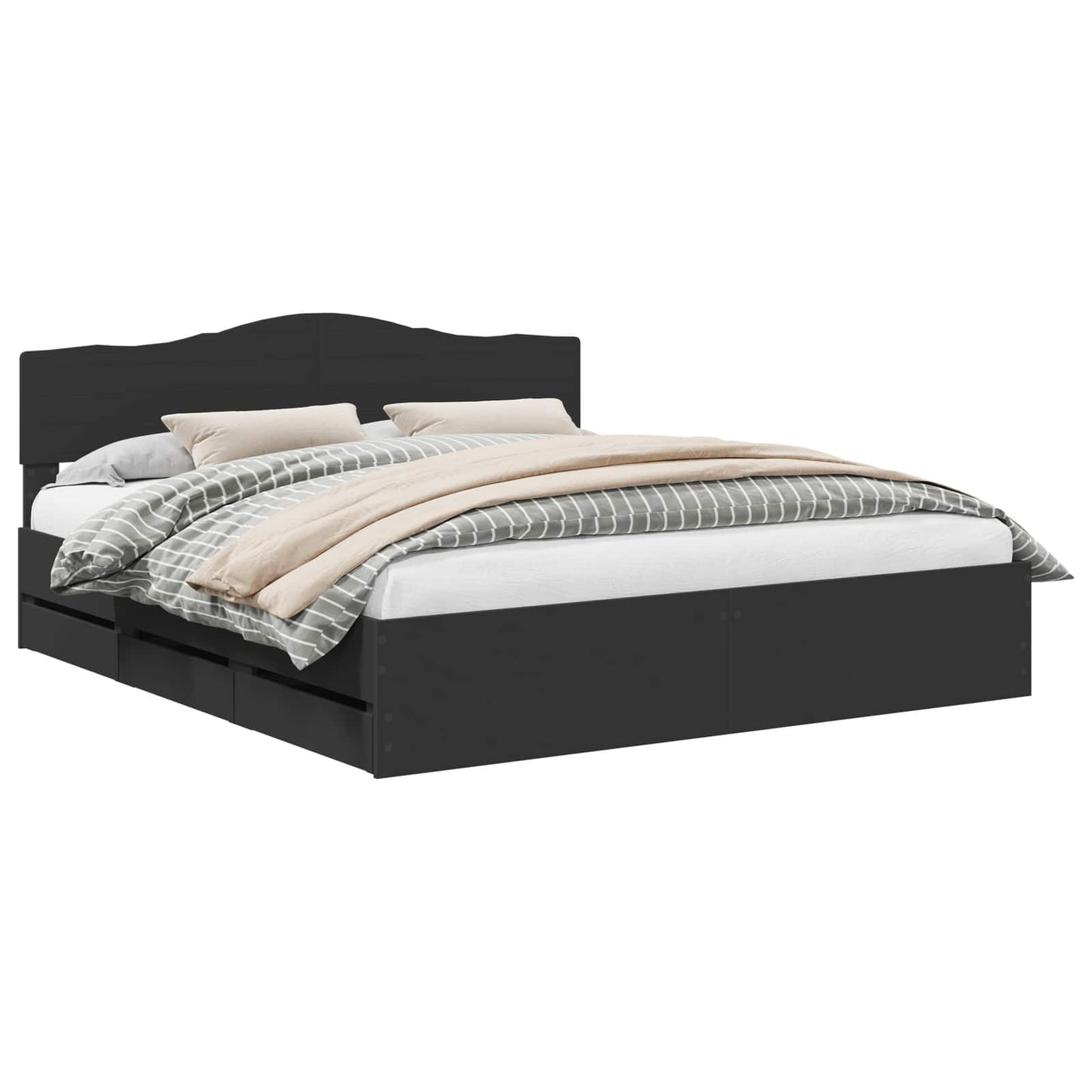 Struttura del letto Nero 200 x 200 cm Legno Ingegnerizzato | homemem39
