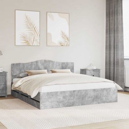 Struttura del letto con cassetto Grigio cemento 200 x 200 cm | homemem39