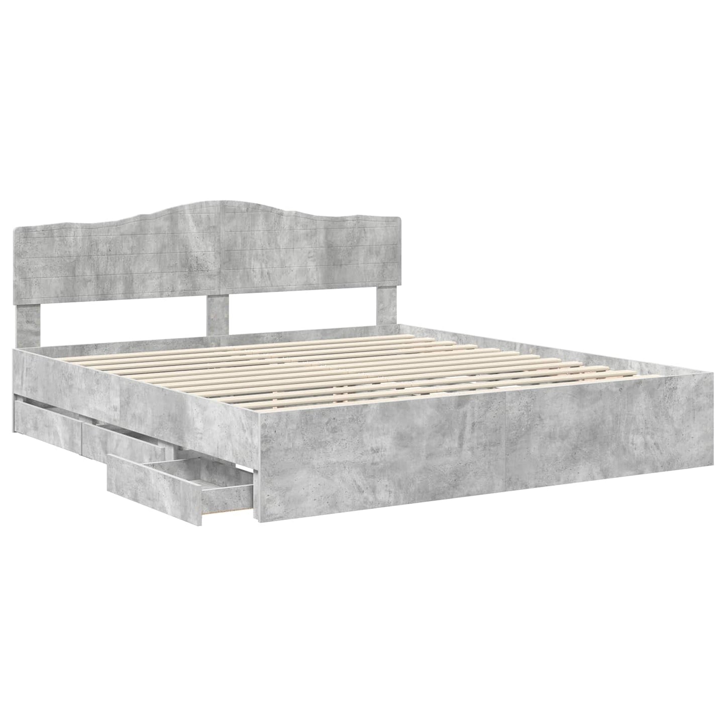 Struttura del letto con cassetto Grigio cemento 200 x 200 cm | homemem39
