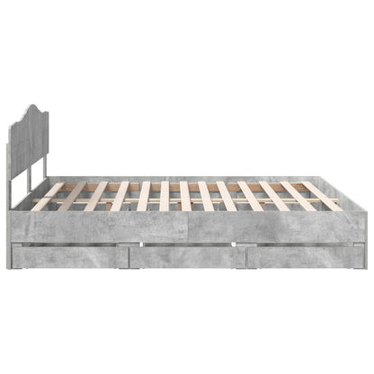 Struttura del letto con cassetto Grigio cemento 200 x 200 cm | homemem39