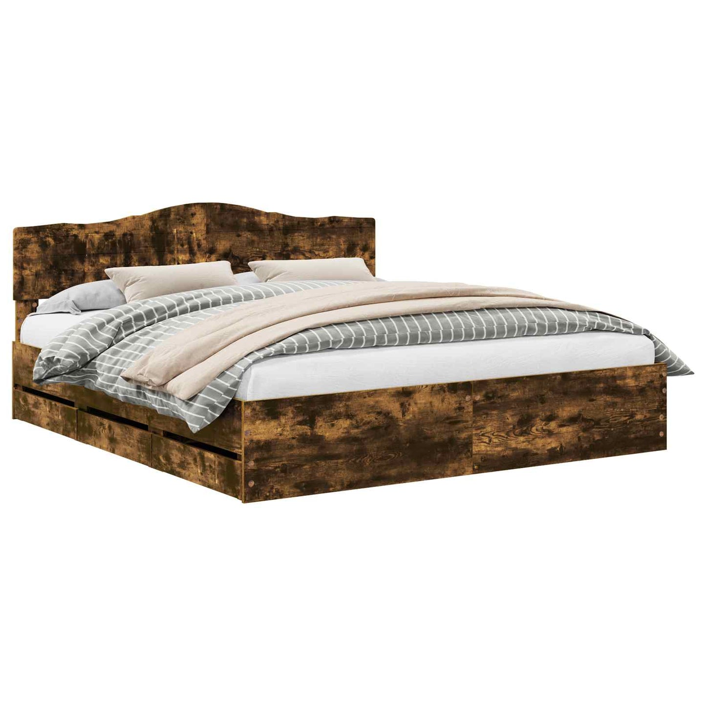 Struttura del letto con cassetto Rovere fumé 200 x 200 cm