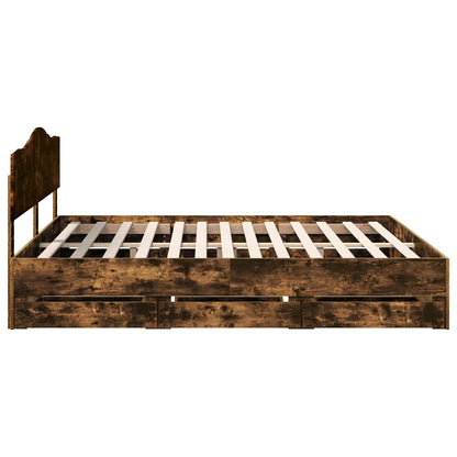 Struttura del letto con cassetto Rovere fumé 200 x 200 cm