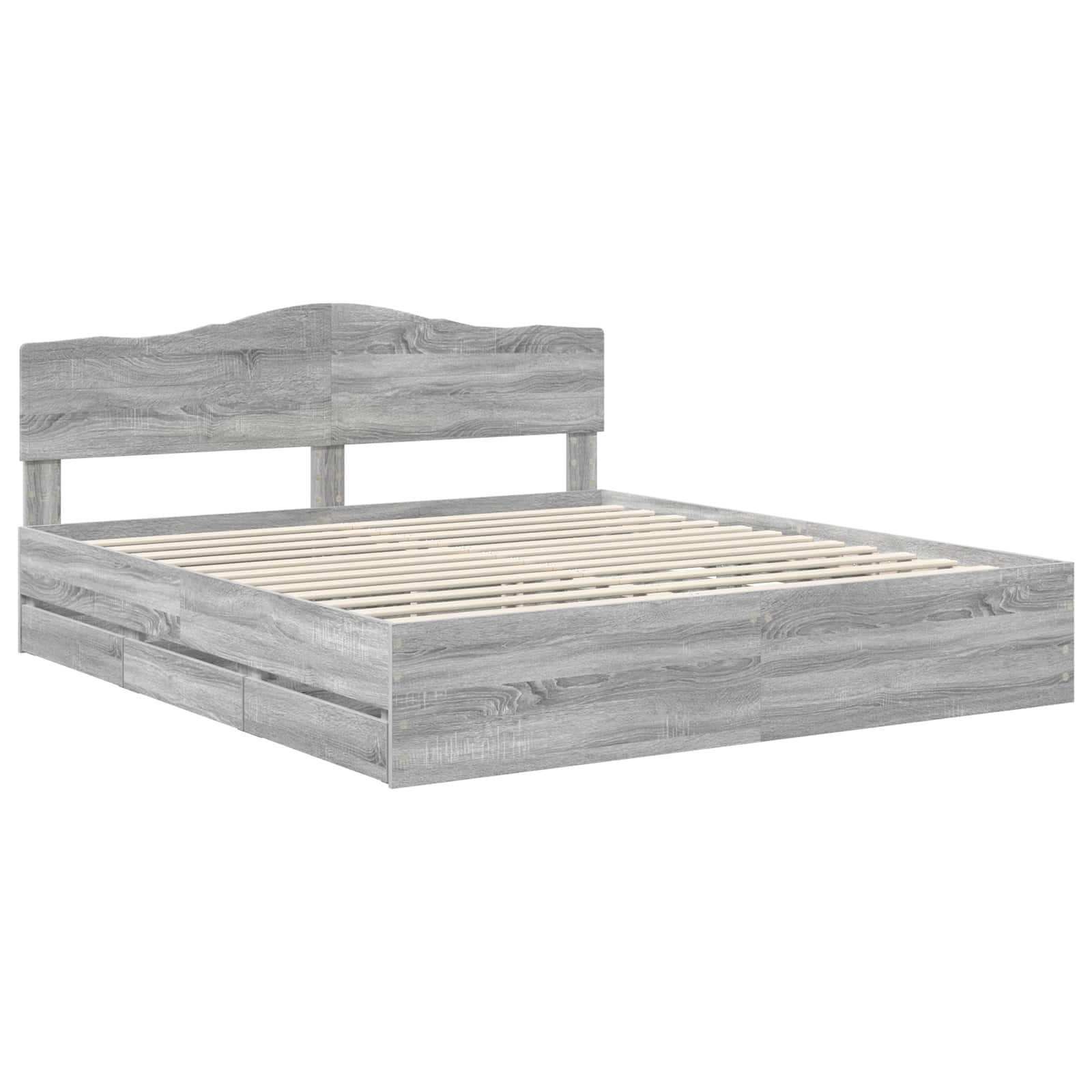 Struttura del letto con cassetto Grigio Sonoma 200 x 200 cm | homemem39