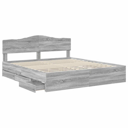 Struttura del letto con cassetto Grigio Sonoma 200 x 200 cm | homemem39