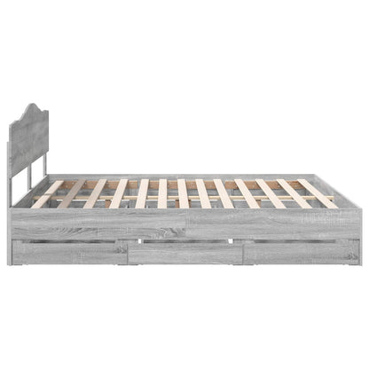 Struttura del letto con cassetto Grigio Sonoma 200 x 200 cm | homemem39