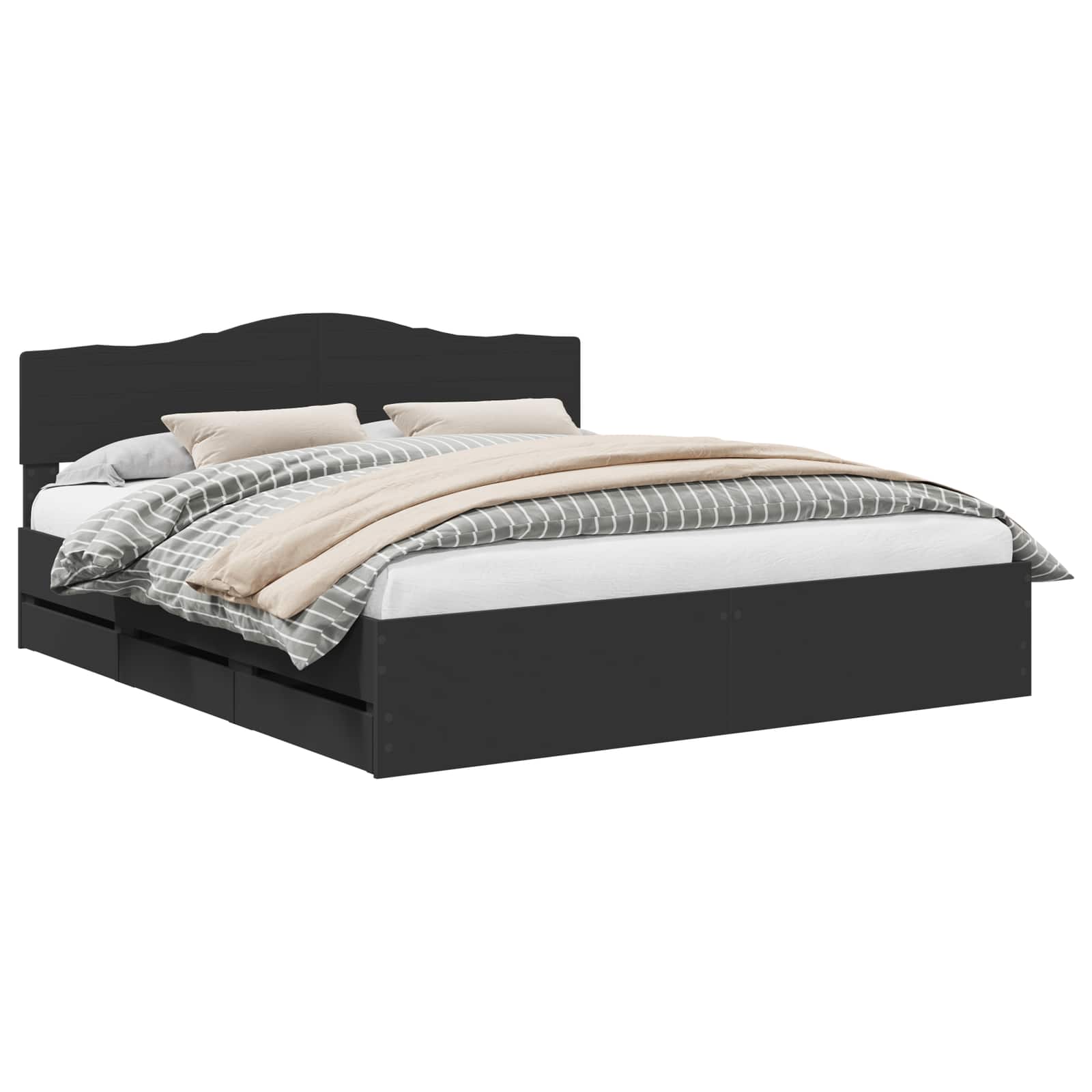 Struttura del letto Nero 180 x 200 cm Legno Ingegnerizzato | homemem39