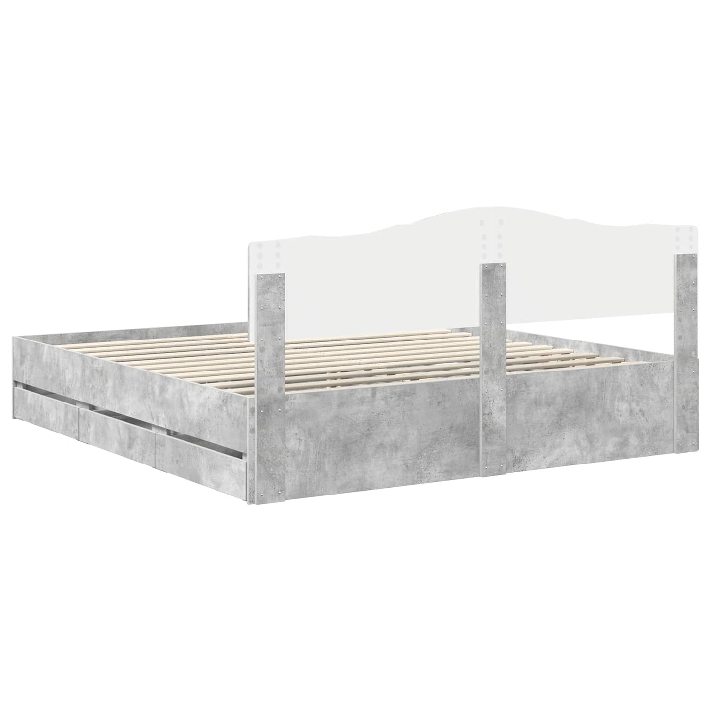 Struttura del letto con cassetto Grigio cemento 180 x 200 cm | homemem39