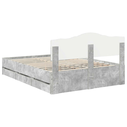 Struttura del letto con cassetto Grigio cemento 160 x 200 cm