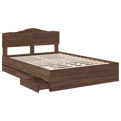 Struttura del letto con cassetto Rovere Marrone 150 x 200 cm