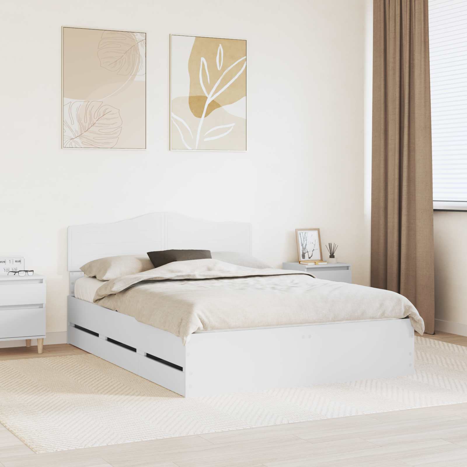 Struttura del letto Bianco 140 x 190 cm Legno Ingegnerizzato | homemem39