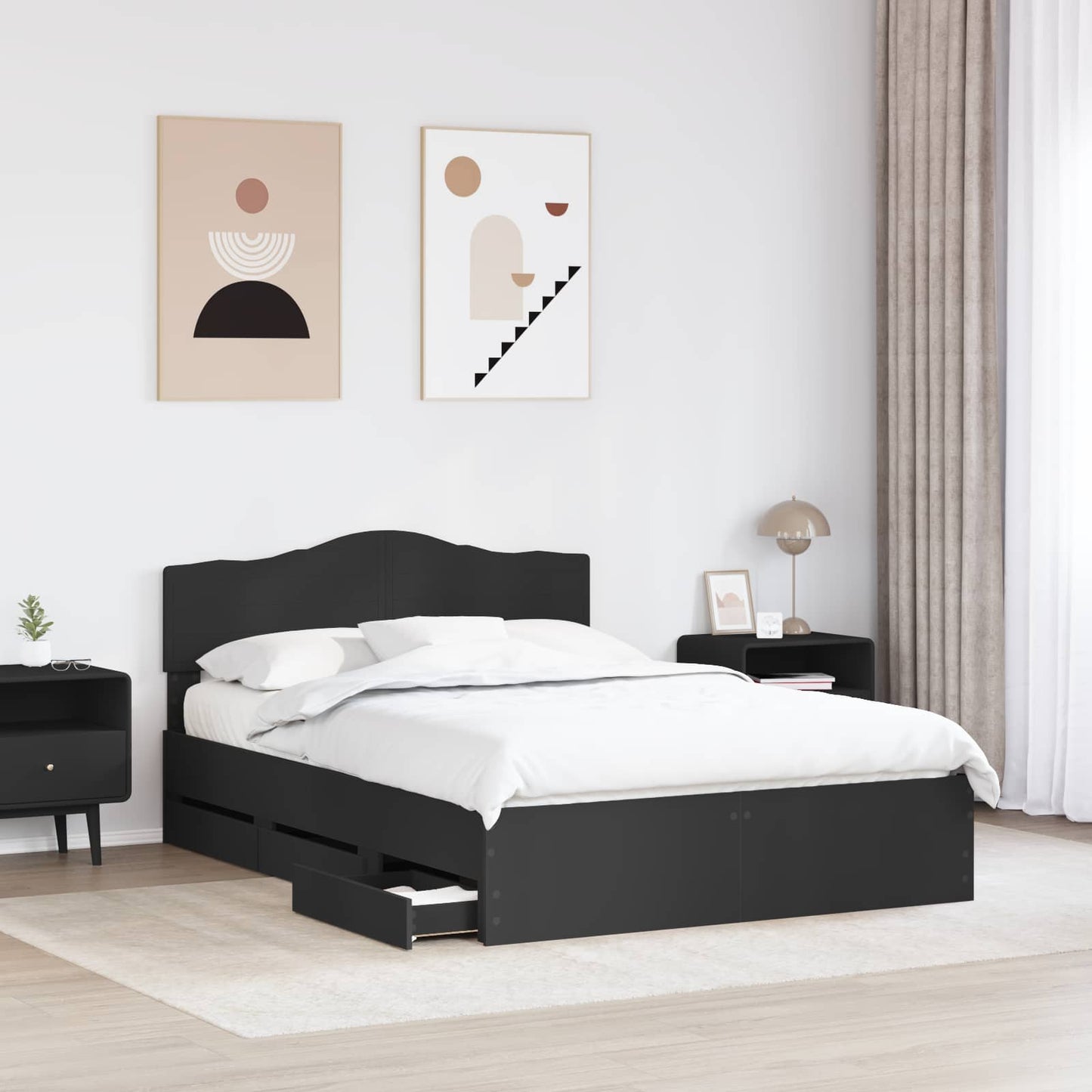 Struttura del letto Nero 140 x 190 cm Legno Ingegnerizzato | homemem39
