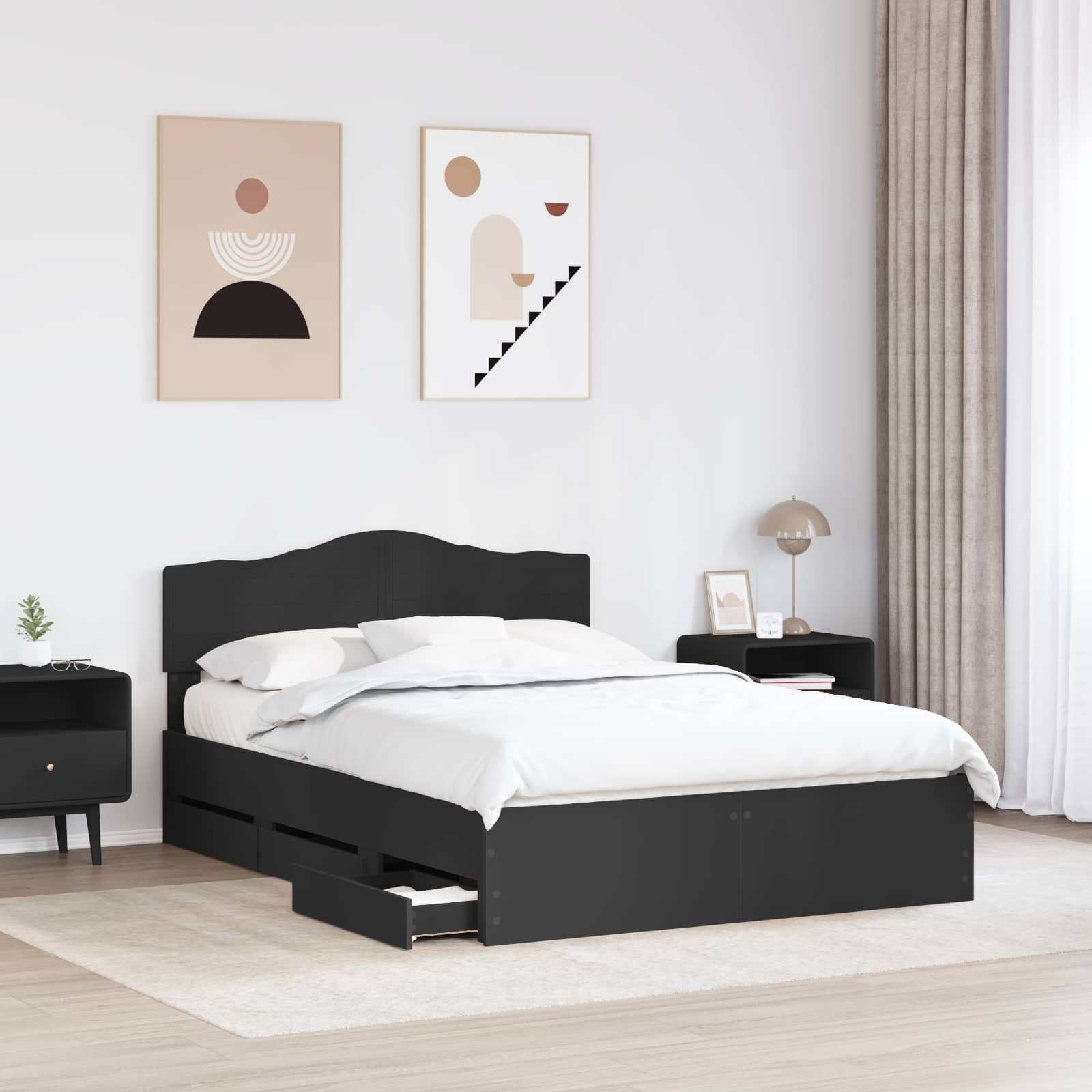 Struttura del letto Nero 140 x 190 cm Legno Ingegnerizzato | homemem39