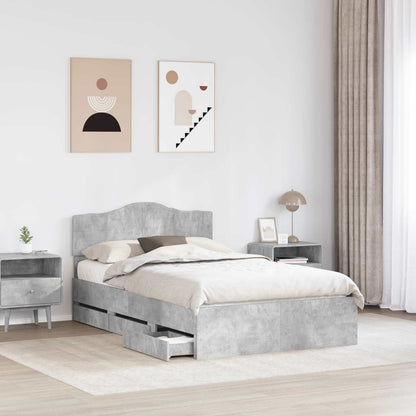 Struttura del letto con cassetto Grigio cemento 135 x 190 cm | homemem39
