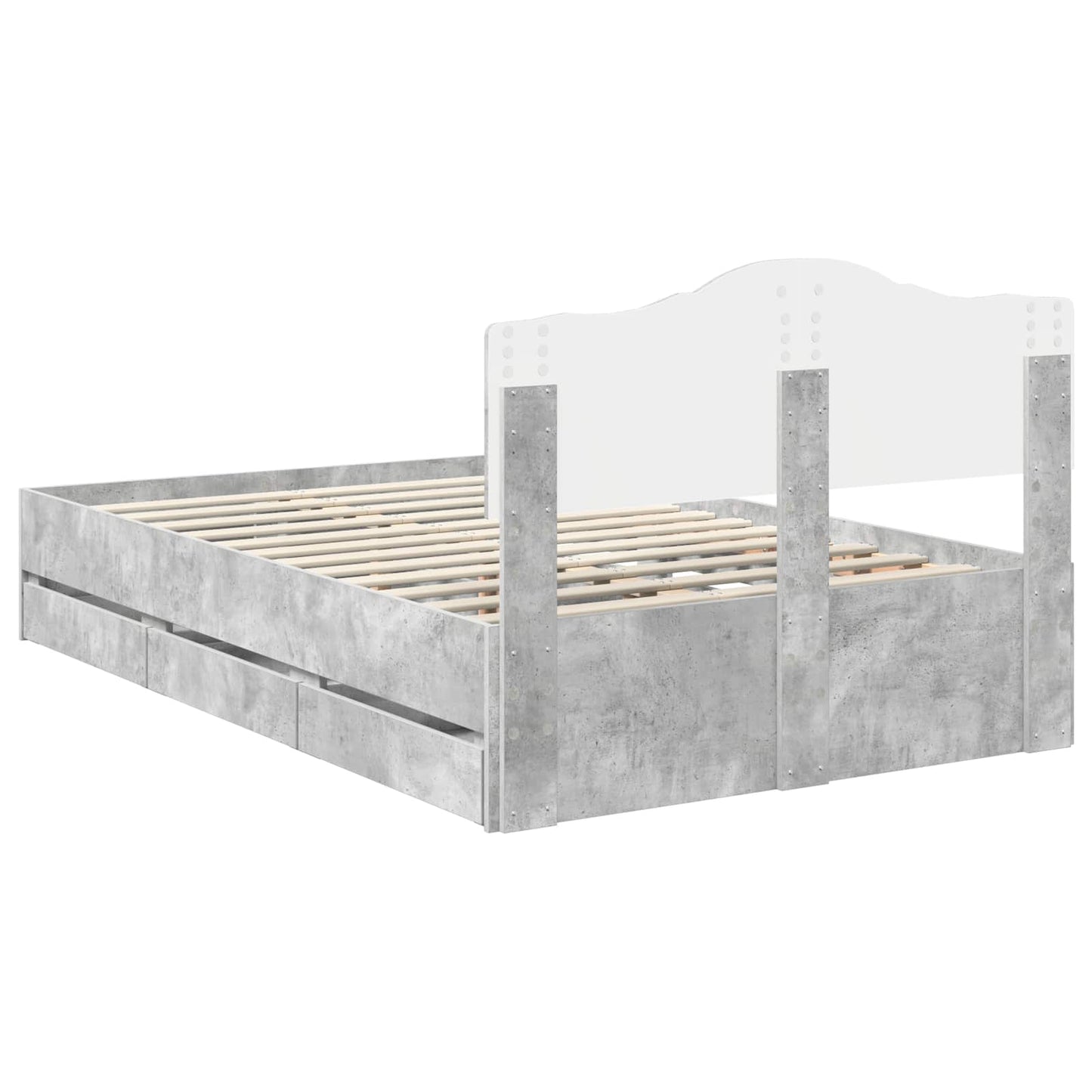 Struttura del letto con cassetto Grigio cemento 135 x 190 cm | homemem39