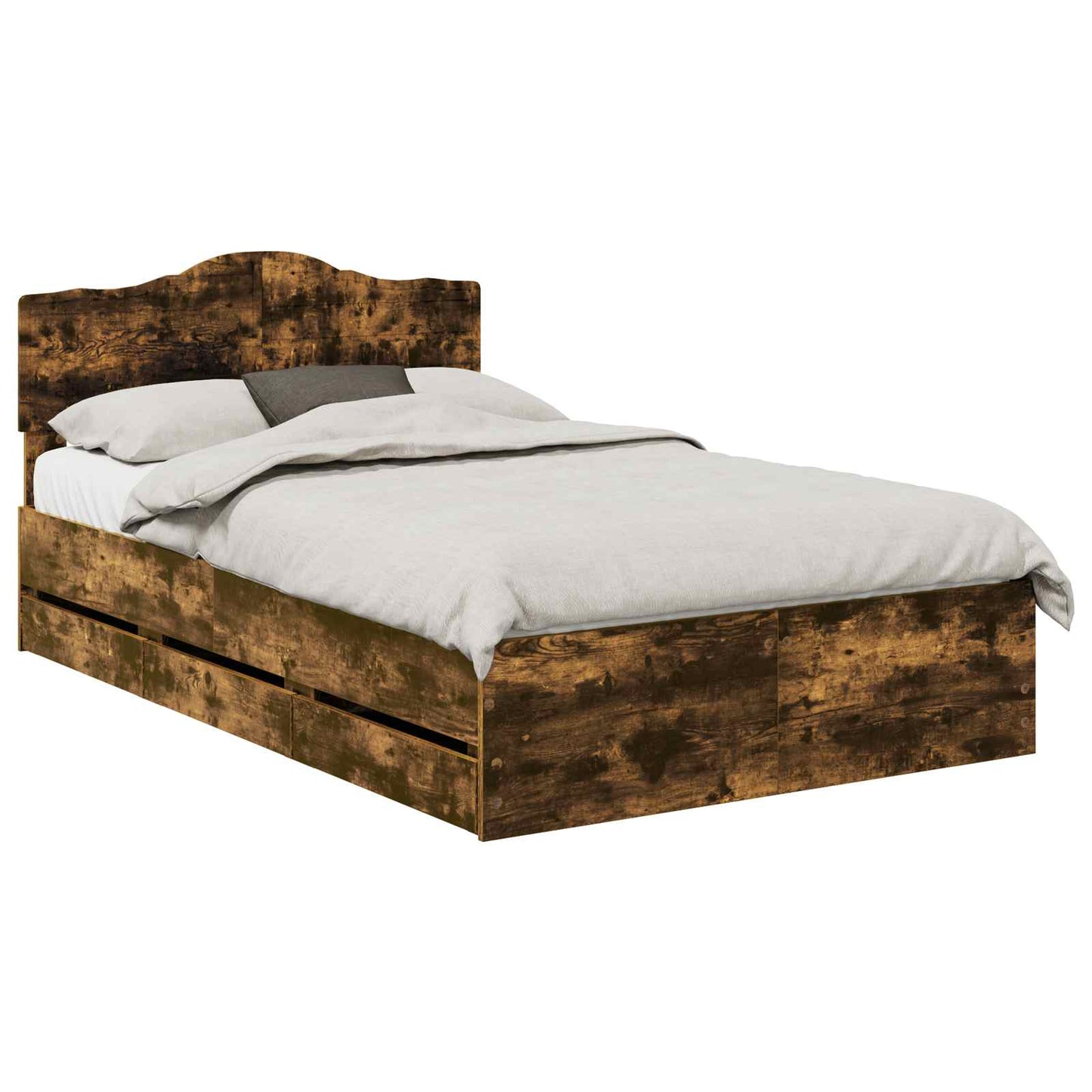 Struttura del letto con cassetto Rovere fumé 135 x 190 cm | homemem39