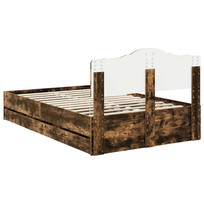 Struttura del letto con cassetto Rovere fumé 135 x 190 cm | homemem39