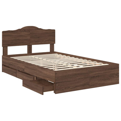 Struttura del letto con cassetto Rovere Marrone 135 x 190 cm | homemem39