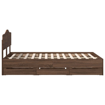 Struttura del letto con cassetto Rovere Marrone 135 x 190 cm | homemem39