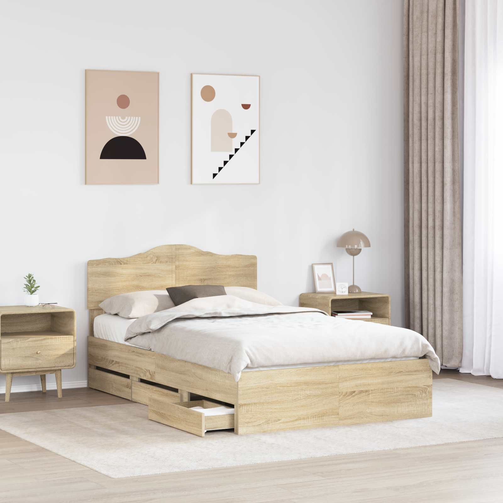 Struttura del letto con cassetto Rovere Sonoma 120 x 190 cm | homemem39